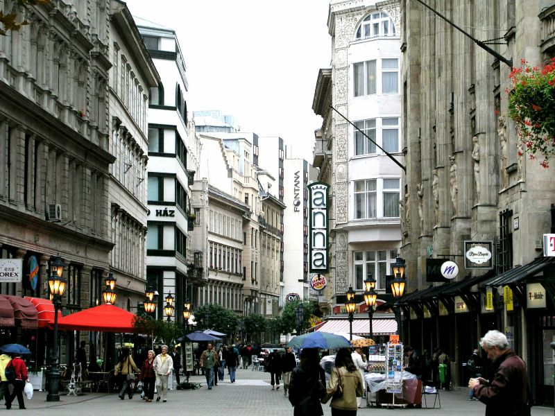 Fußgängerzone Vaci Utca in Budapest